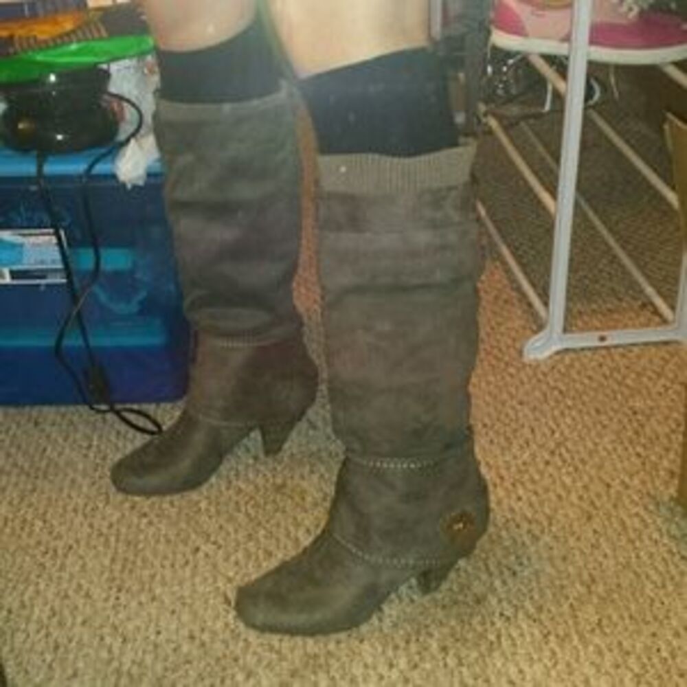 Knee High Chunky Slouchy Foldover Boots Boho Tall Boots Y2K 90s Gift For Mom New - Picture 13 of 13